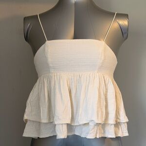 Urban Outfitters Cream Tiered Ruffle Spaghetti-Strap Camisole